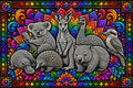 Australian Animals Rainbow Mandala – Glass Chopping Board