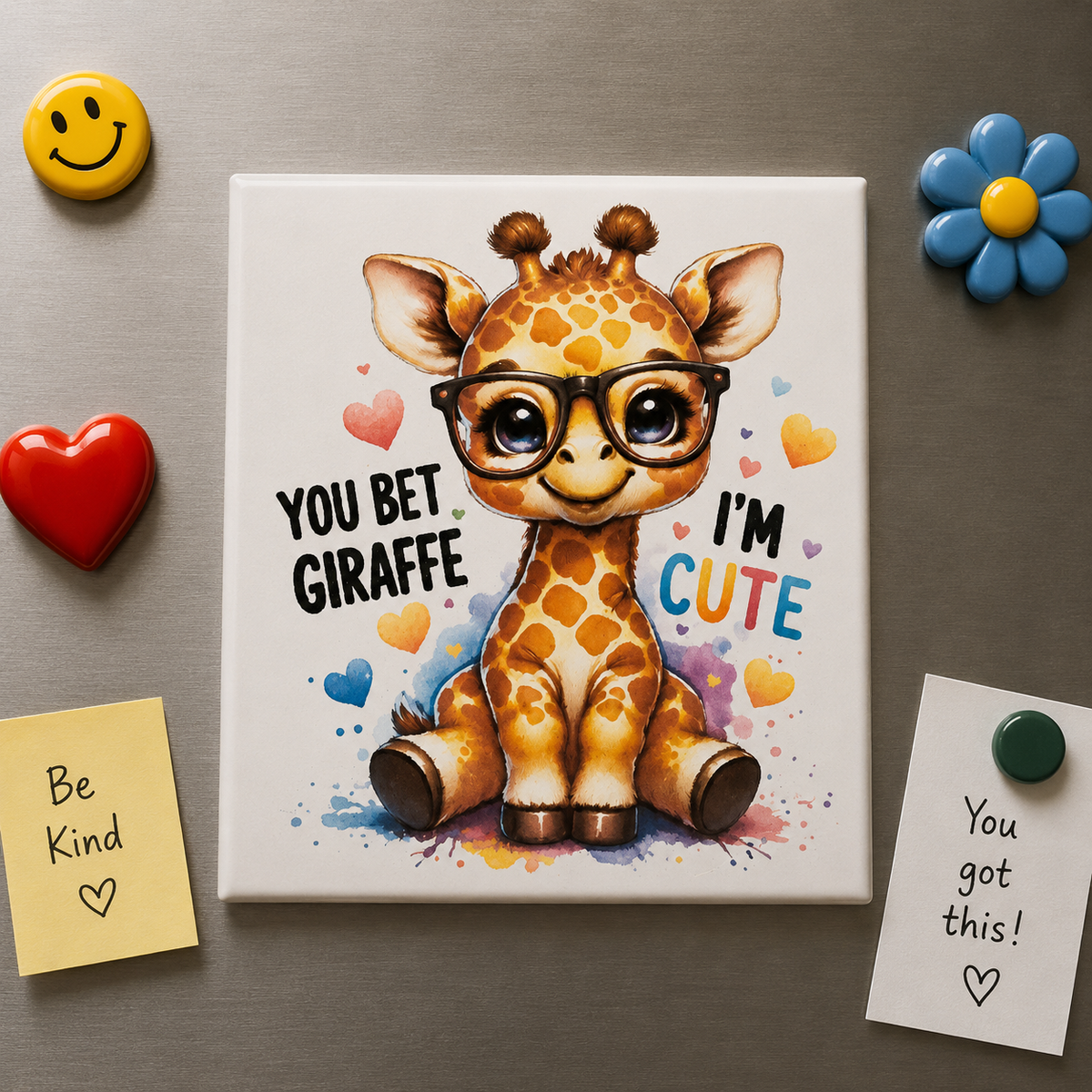 “You Bet Giraffe I’m Cute” Adorable Giraffe Fridge Magnet