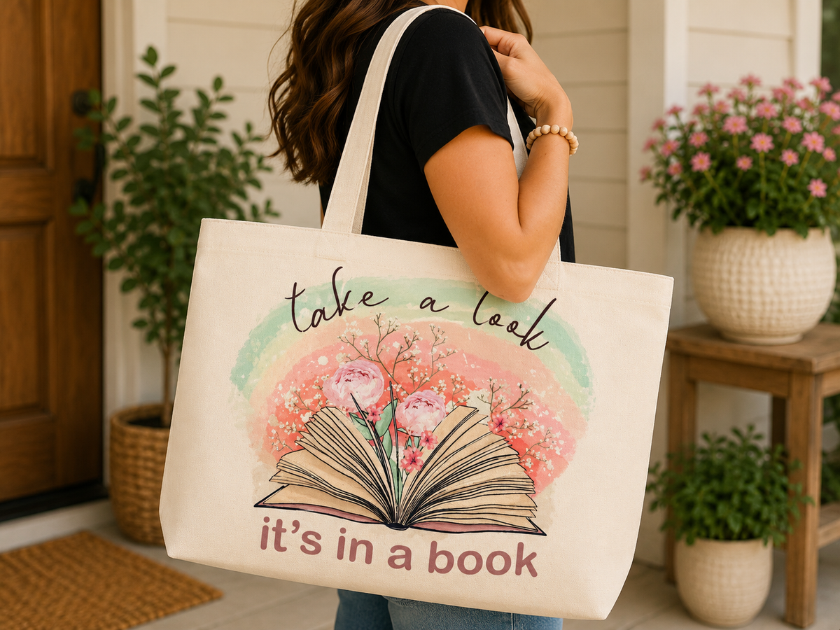 Take a look, it's in a book - tote bag