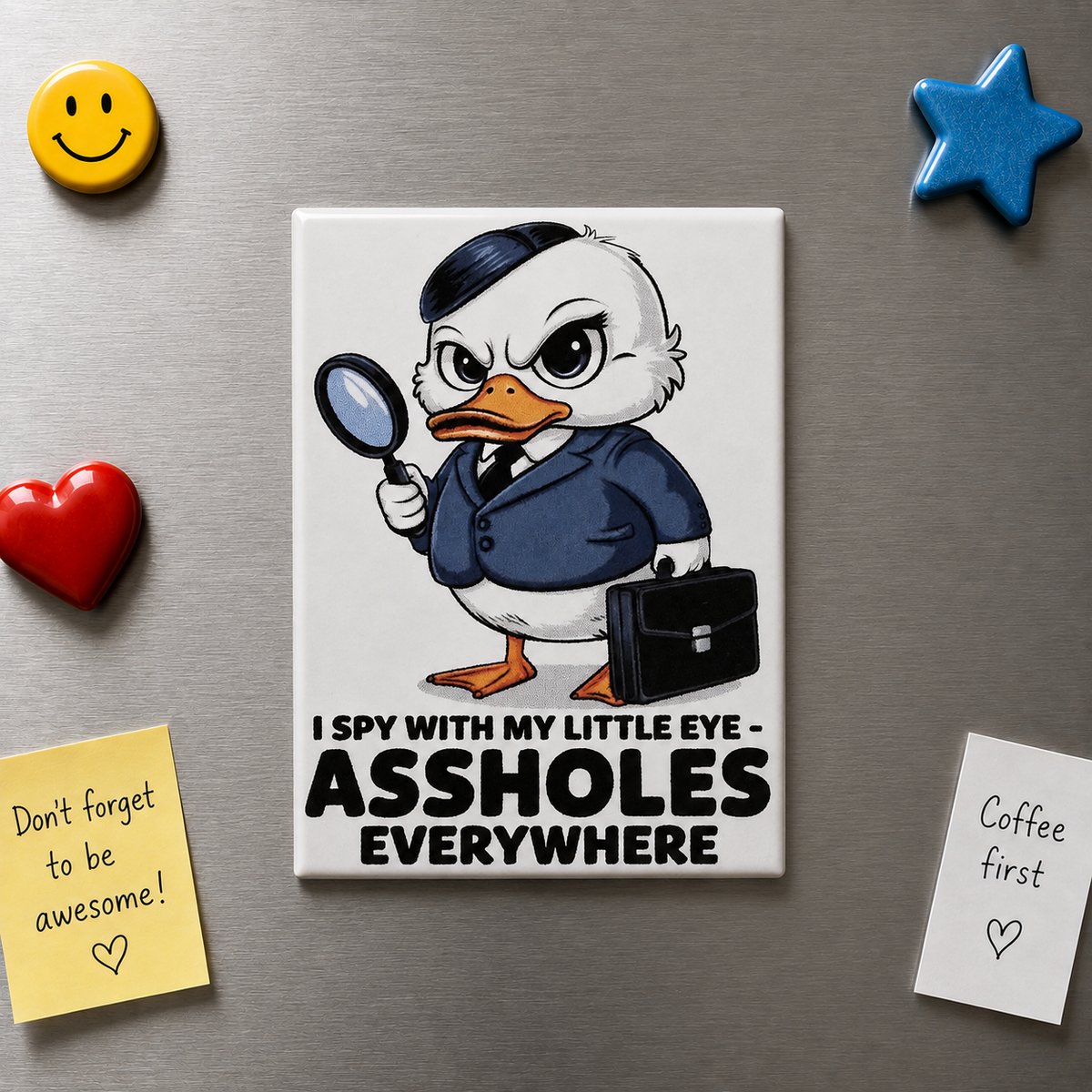 I Spy With My Little Eye – Assholes Everywhere” Funny Duck Fridge Magnet
