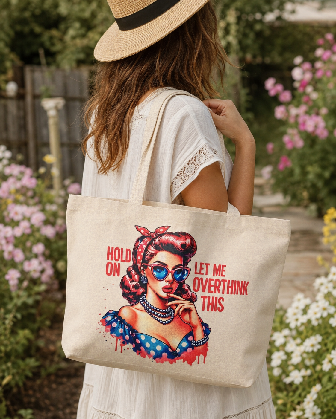 Hold On, Let Me Overthink This – Retro Tote Bag Description:
