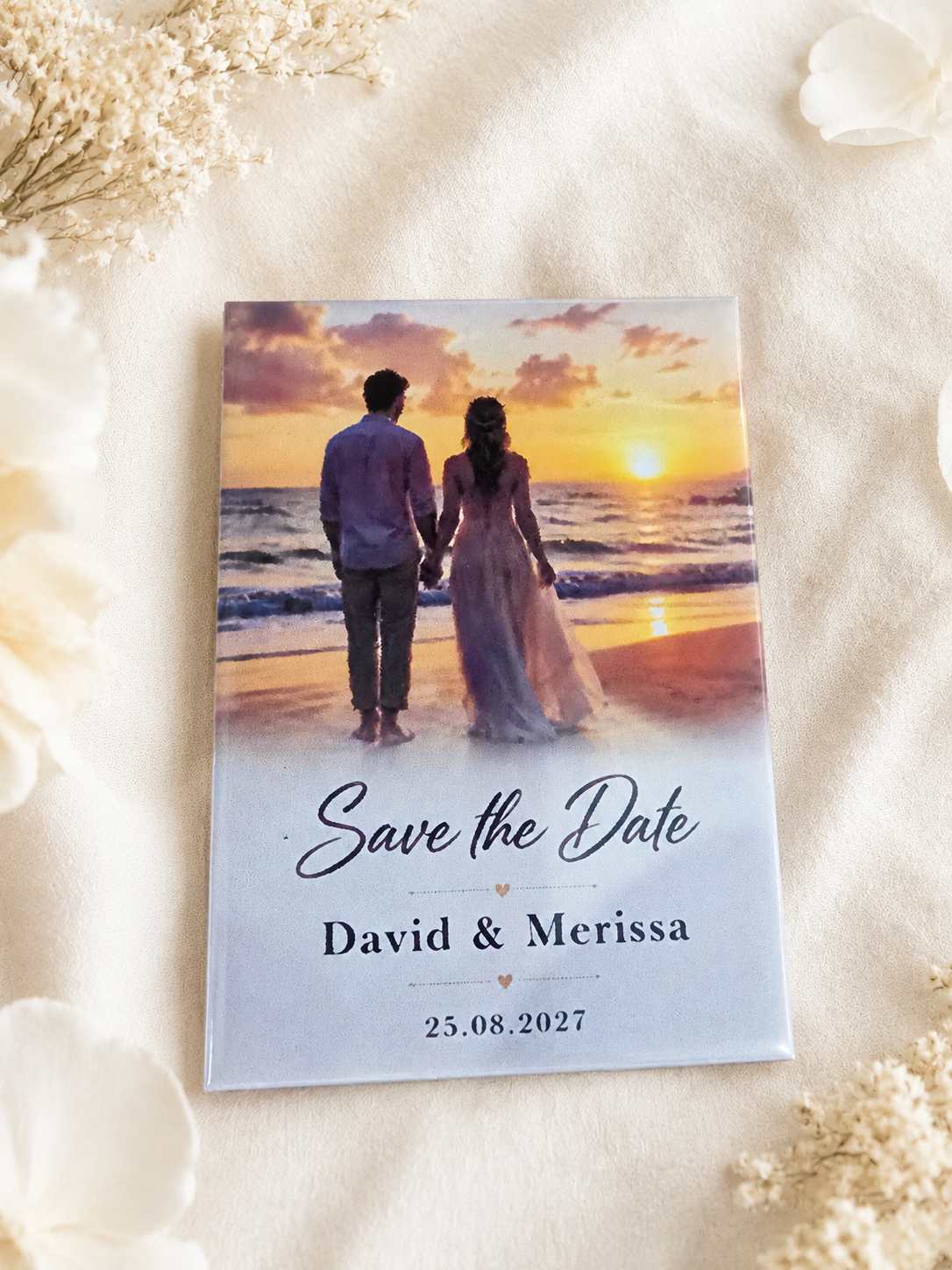 Personalised Save the Date Magnet – Custom Photo, Names & Date