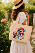 Rainbow Floral Unicorn - Tote Bag